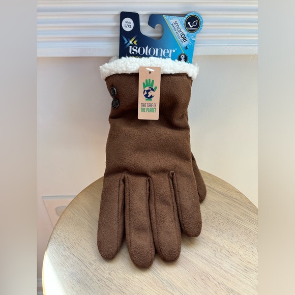 NWT Isotoner Women’s Microsuede Gloves with smarTouch, cognac, size large/XL - Picture 11 of 11